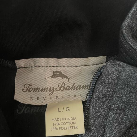 Tommy Bahama Men’s Reversible Quarter Zip Pullover Sweater Black Gray Large - Picture 4 of 12